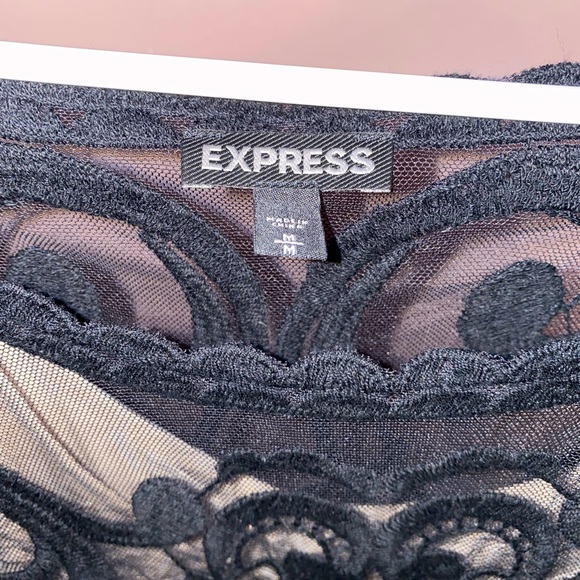 Express Black Lace Mesh Blouse - Picture 4 of 5